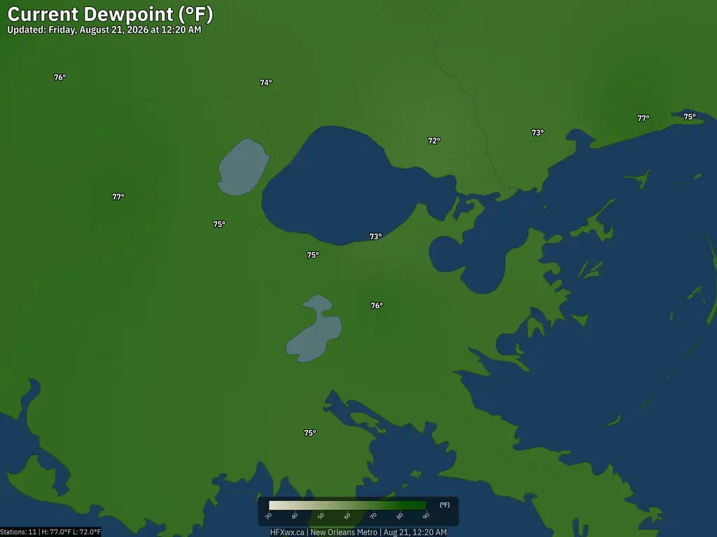 Current New Orleans Dewpoint