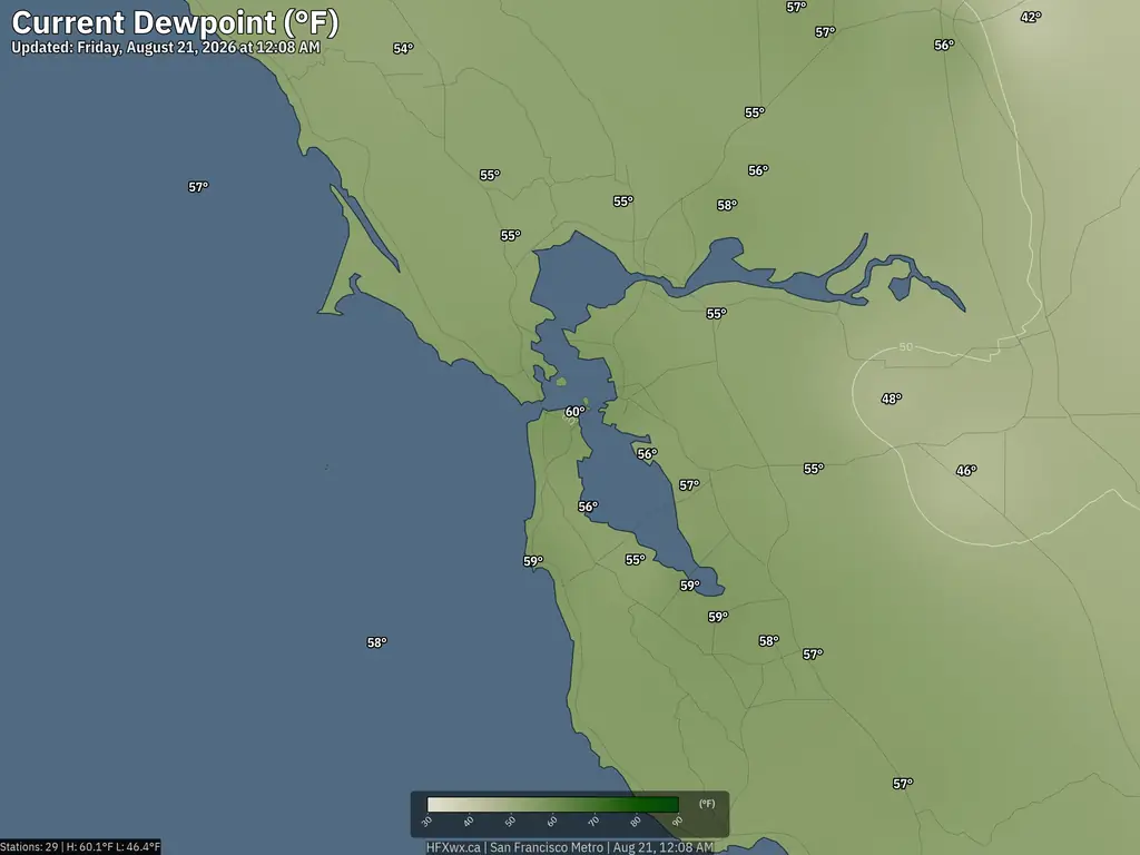 Current San Francisco Dewpoint