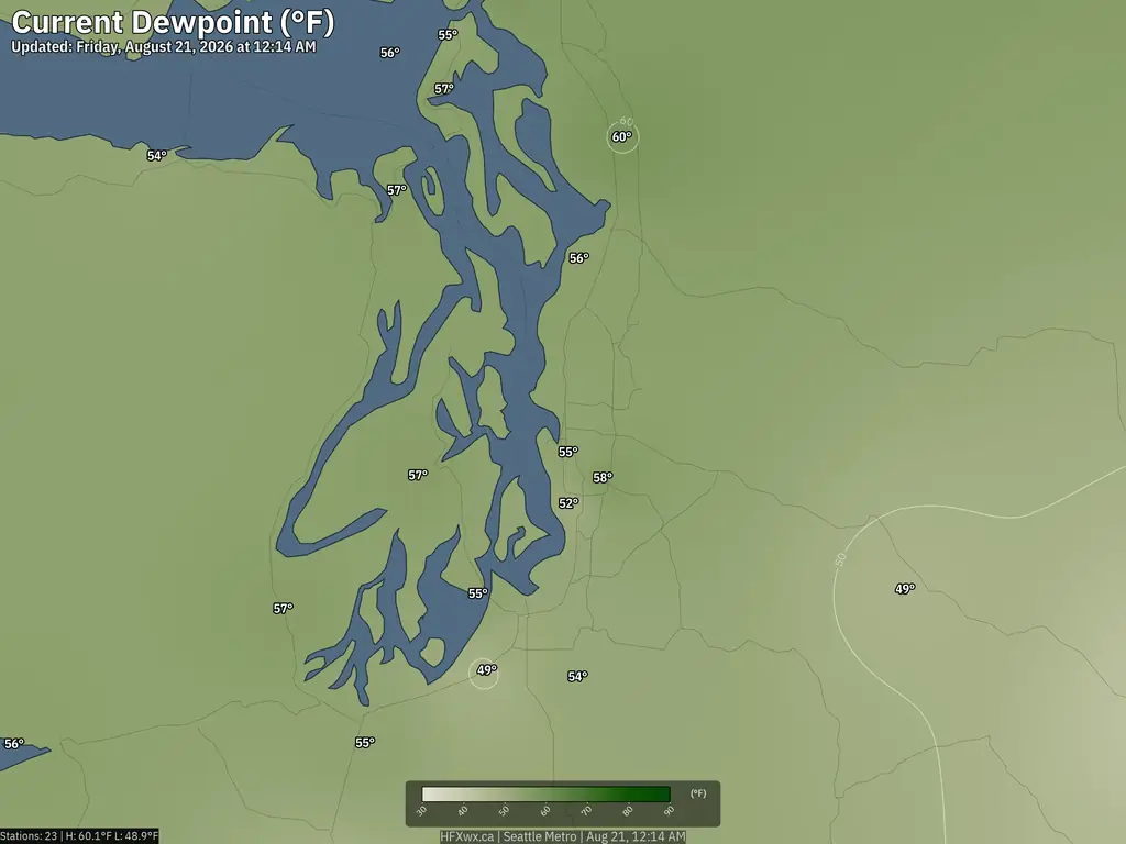 Current Seattle Dewpoint