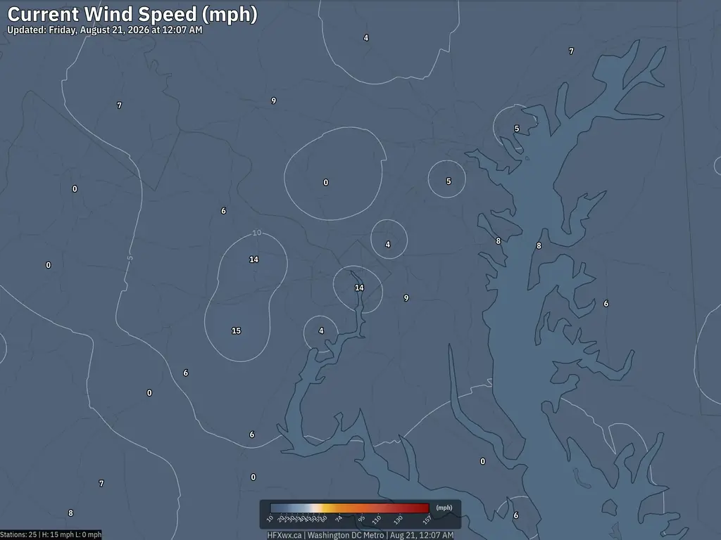 Current Washington DC Wind