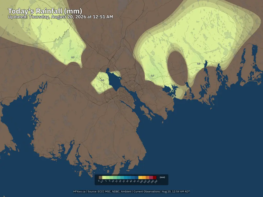 Today's Total Rainfall in Metro Halifax