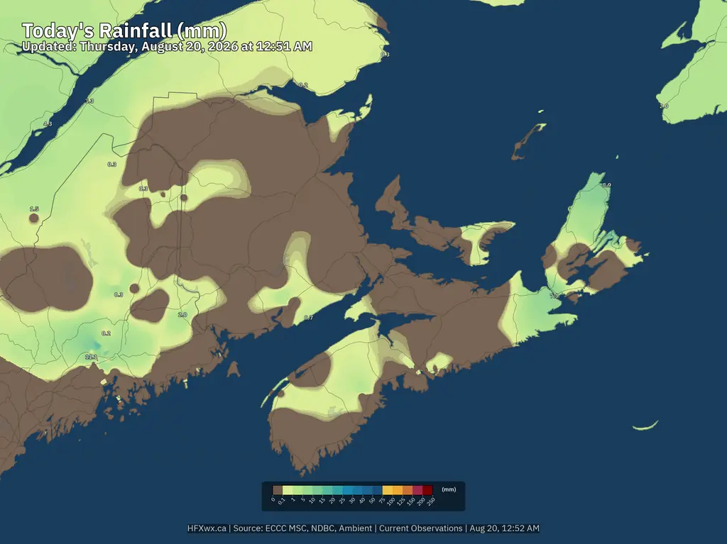 Today's Daily Rain in the Maritimes