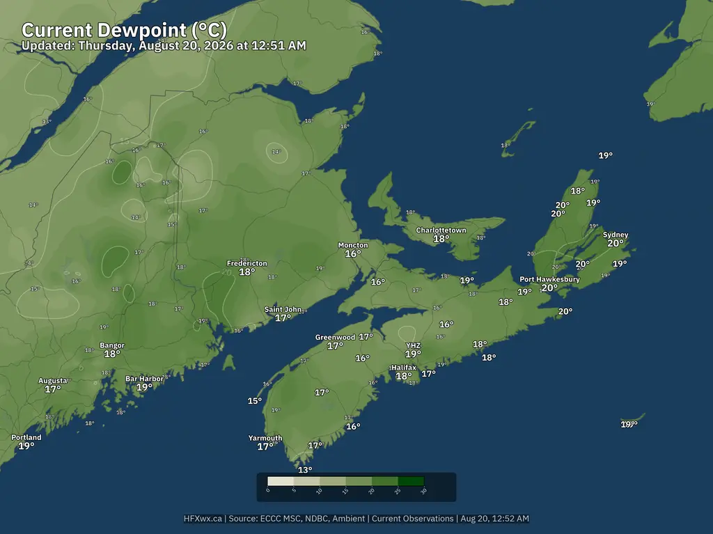 Current Maritimes Dewpoint