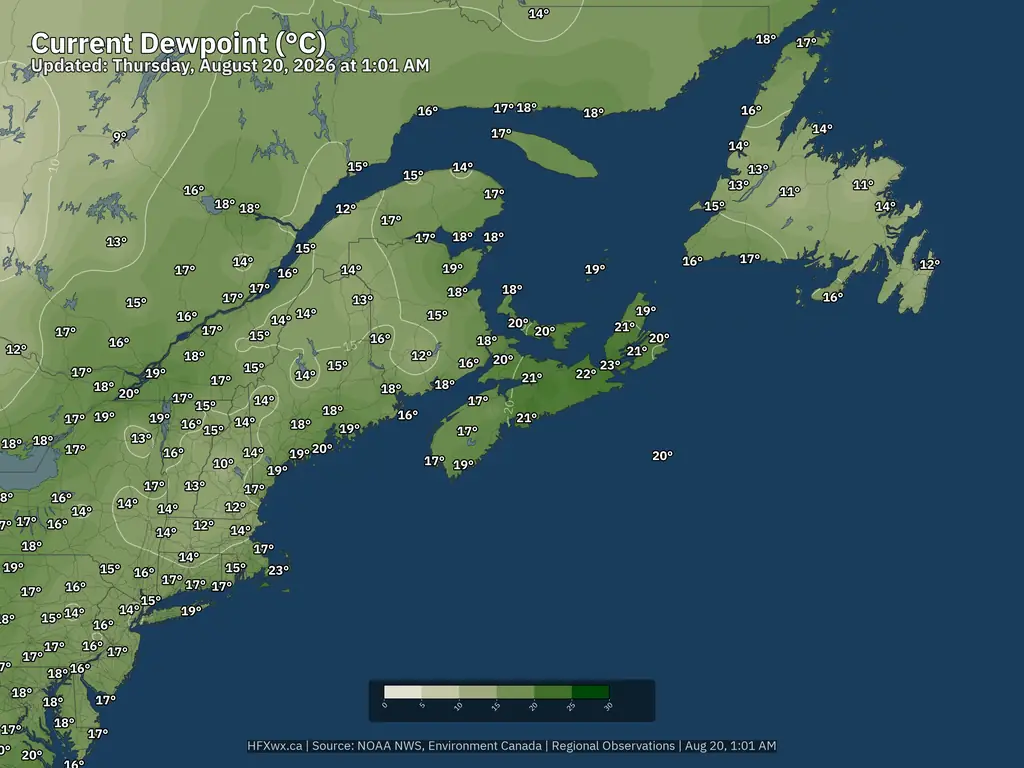 Current Northeast Dewpoint °C