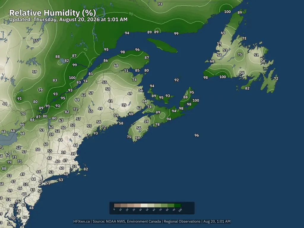 Current Northeast Humidity %