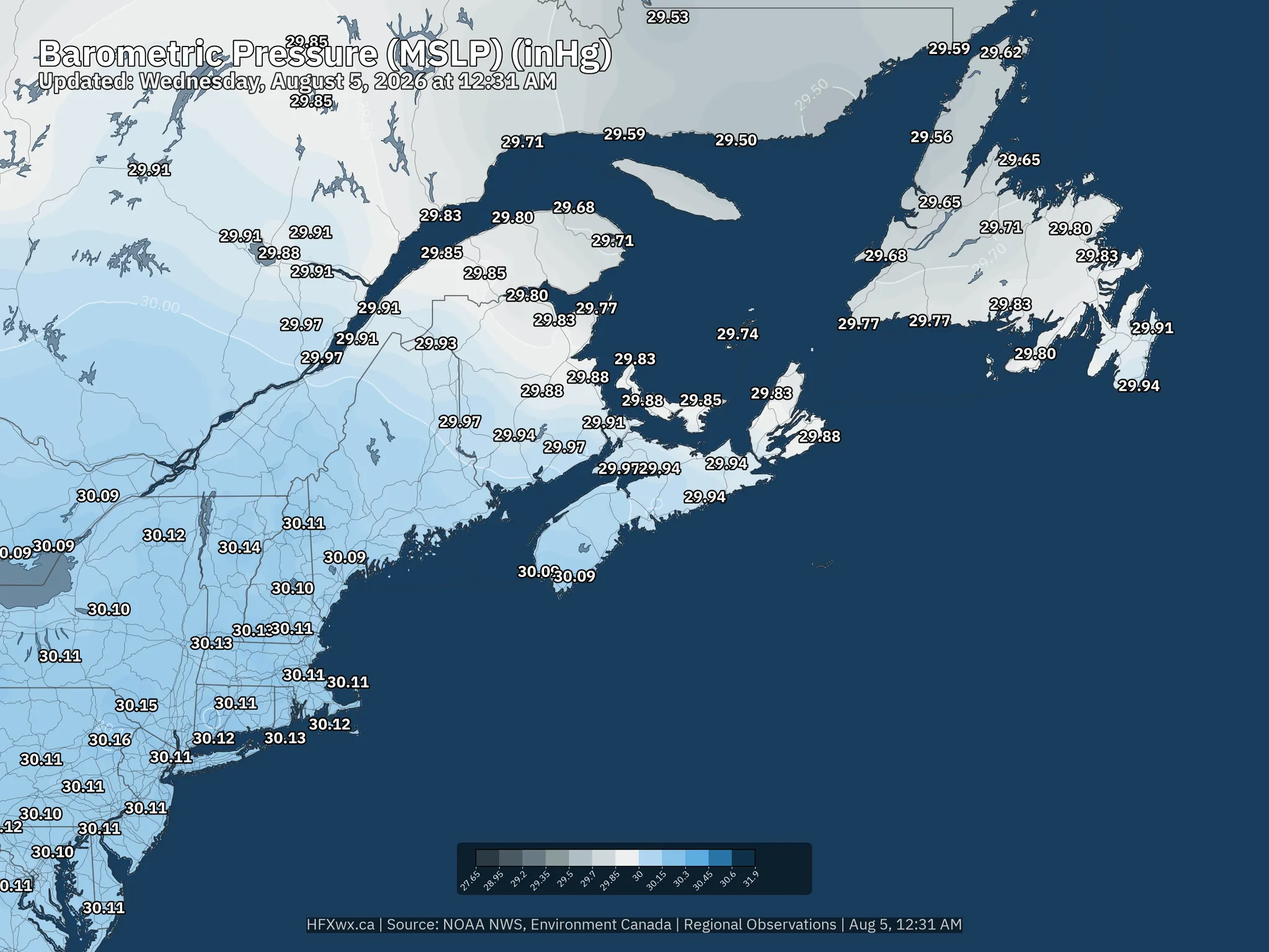 Regional Pressure inHg