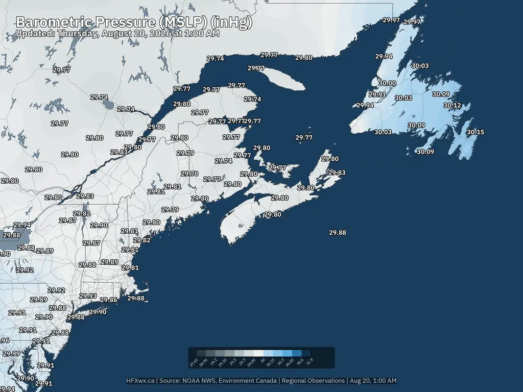 Current Northeast Barometric Pressure inHg