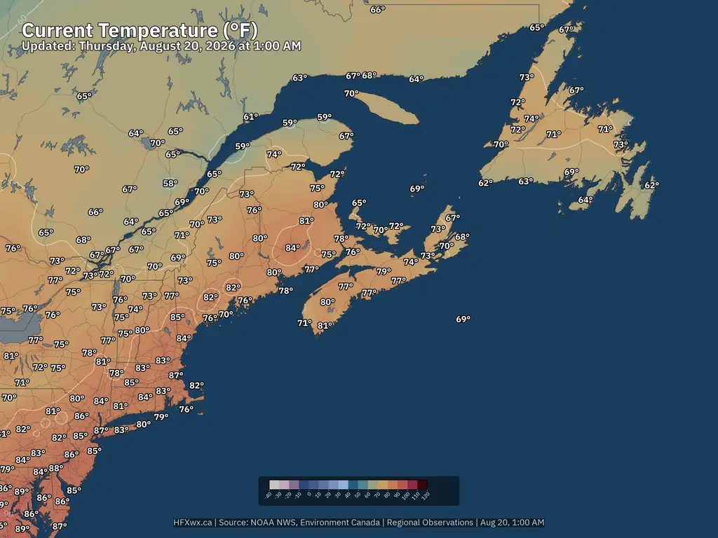 Current Northeast Temperature °F