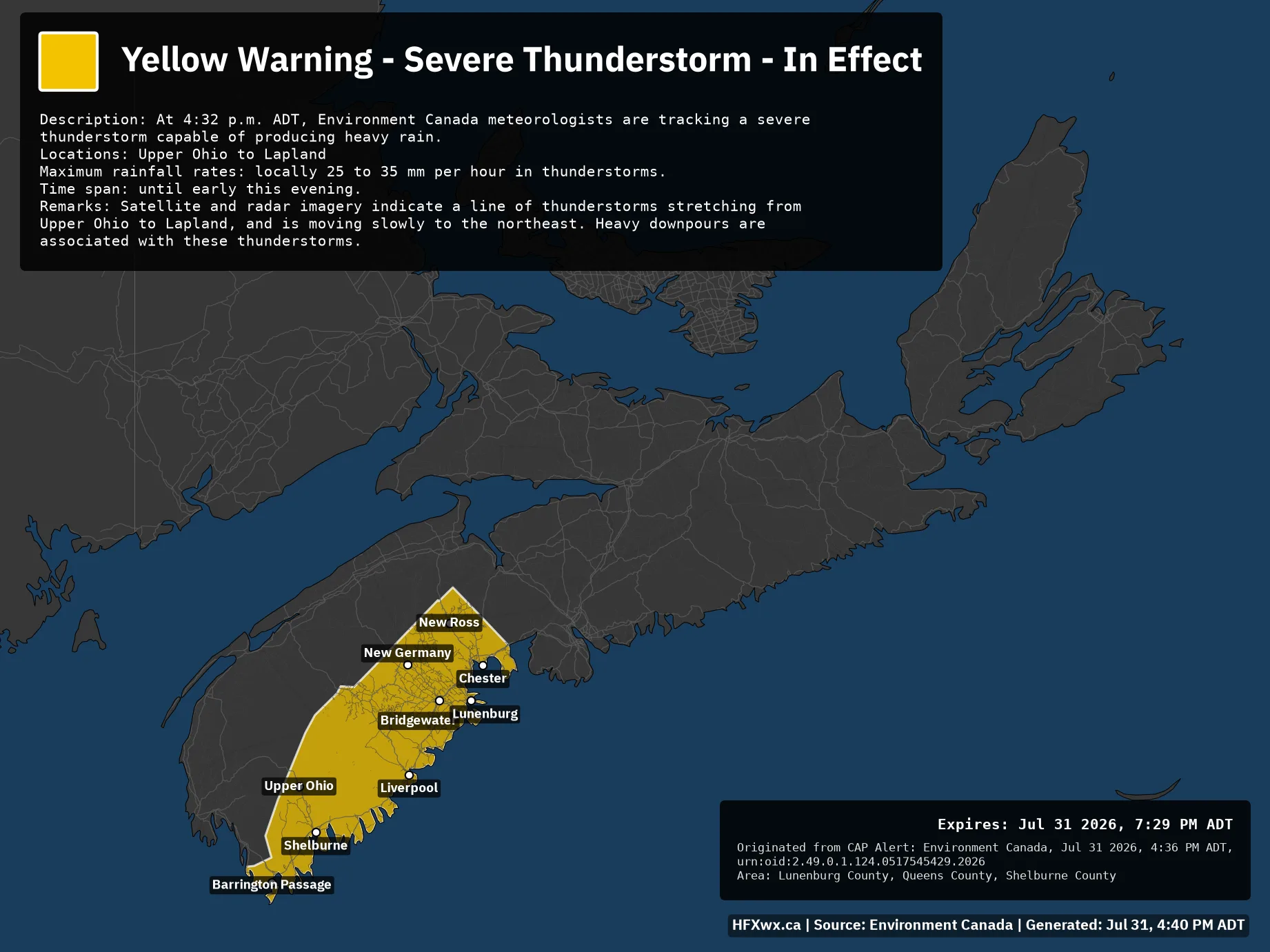 π¨ Alert: Yellow Warning – Severe Thunderstorm – In Effect