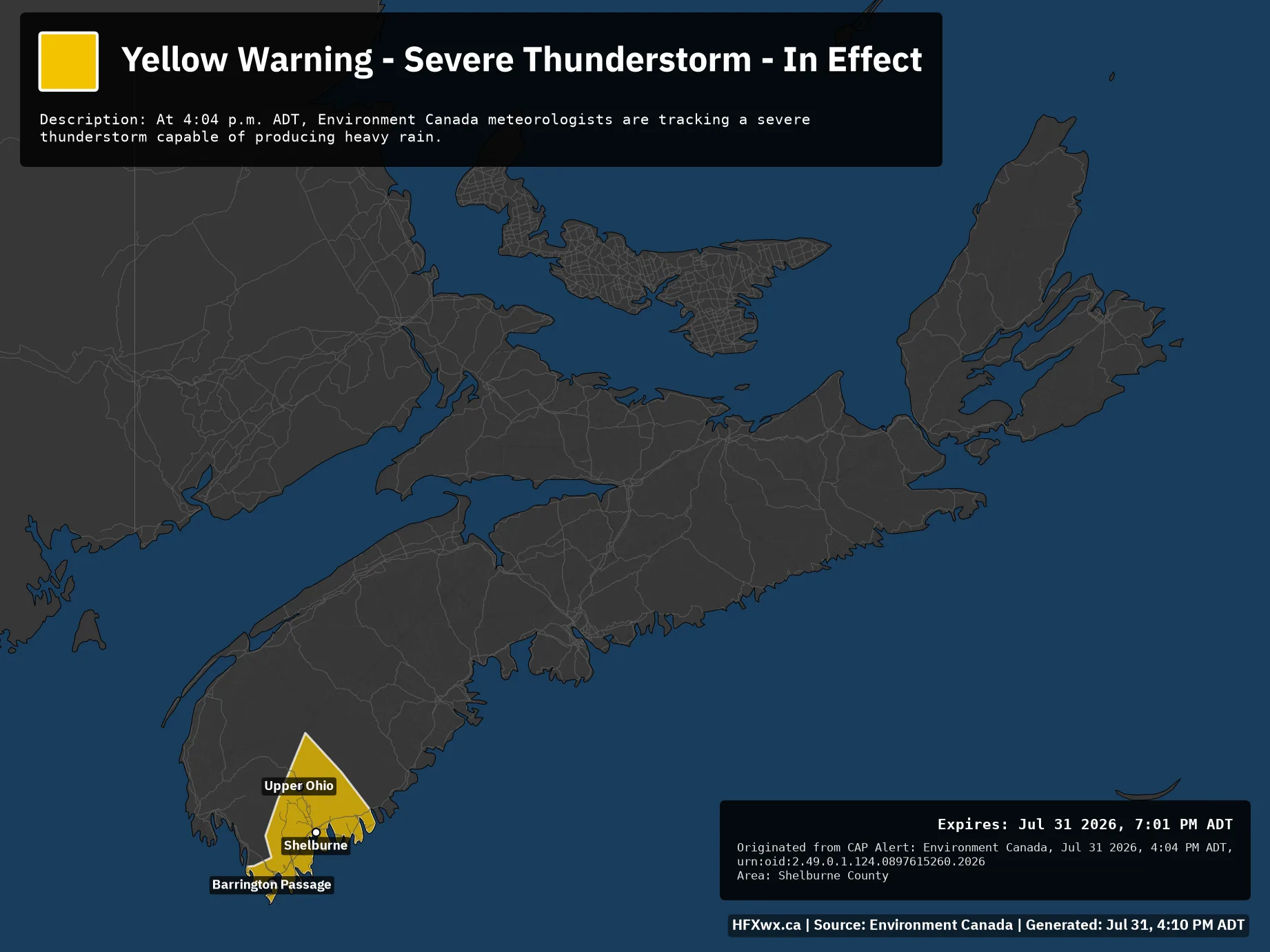 π¨ Alert: Yellow Warning – Severe Thunderstorm – In Effect