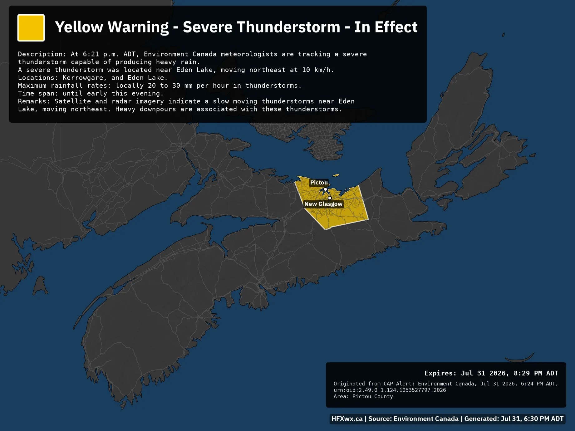 🚨 Alert: Yellow Warning – Severe Thunderstorm – In Effect