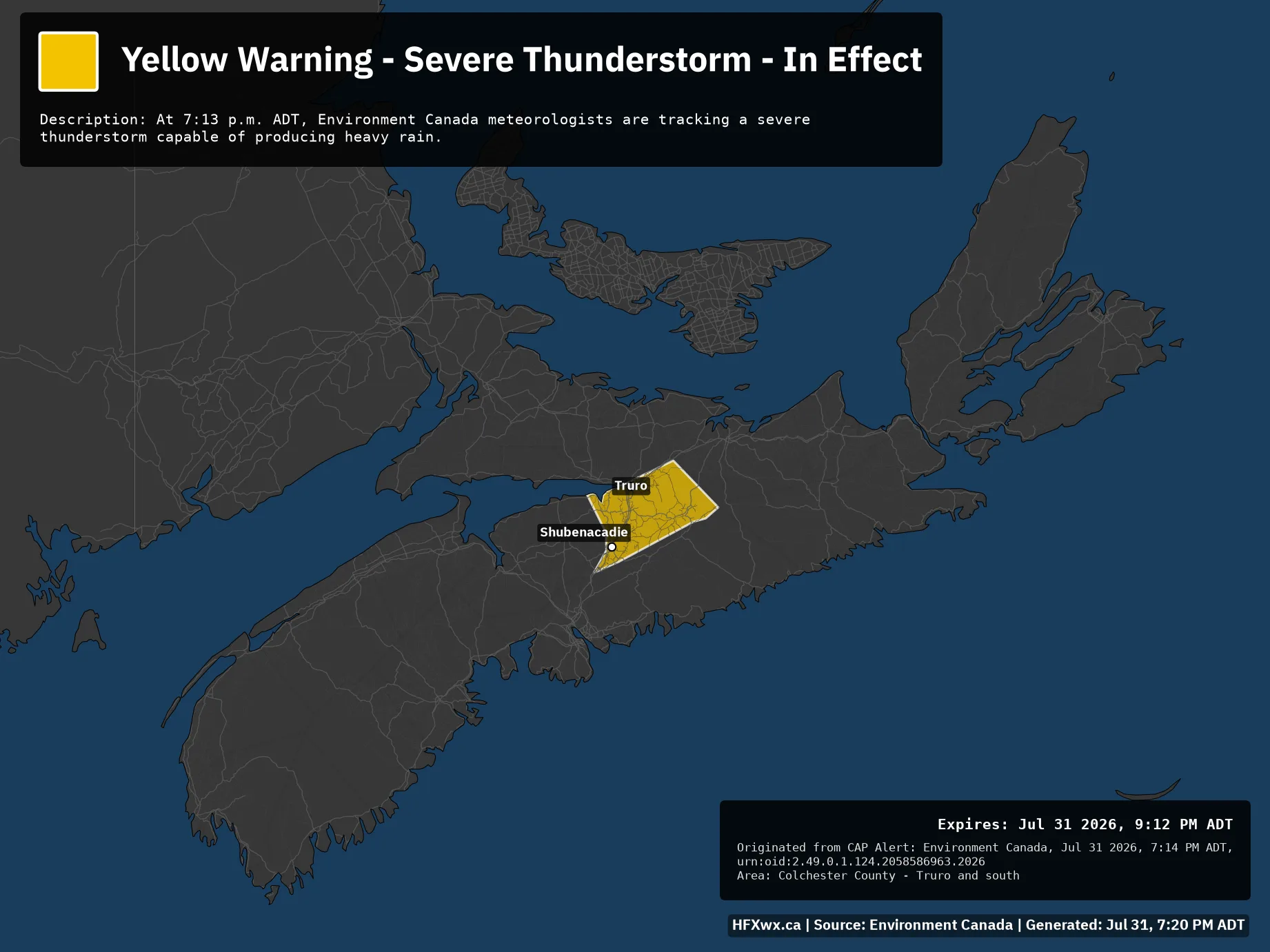 π¨ Alert: Yellow Warning – Severe Thunderstorm – In Effect