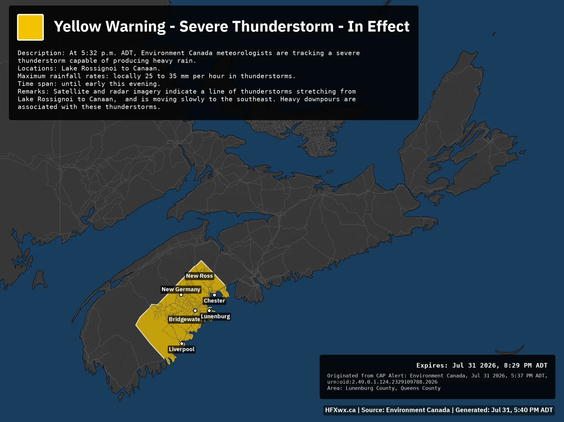 🚨 Alert: Yellow Warning – Severe Thunderstorm – In Effect