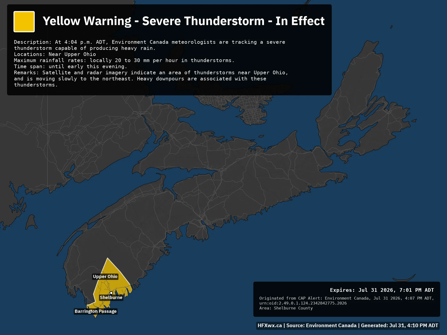π¨ Alert: Yellow Warning – Severe Thunderstorm – In Effect