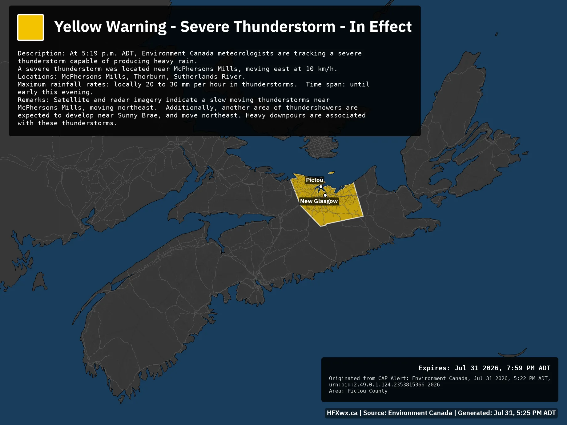 π¨ Alert: Yellow Warning – Severe Thunderstorm – In Effect