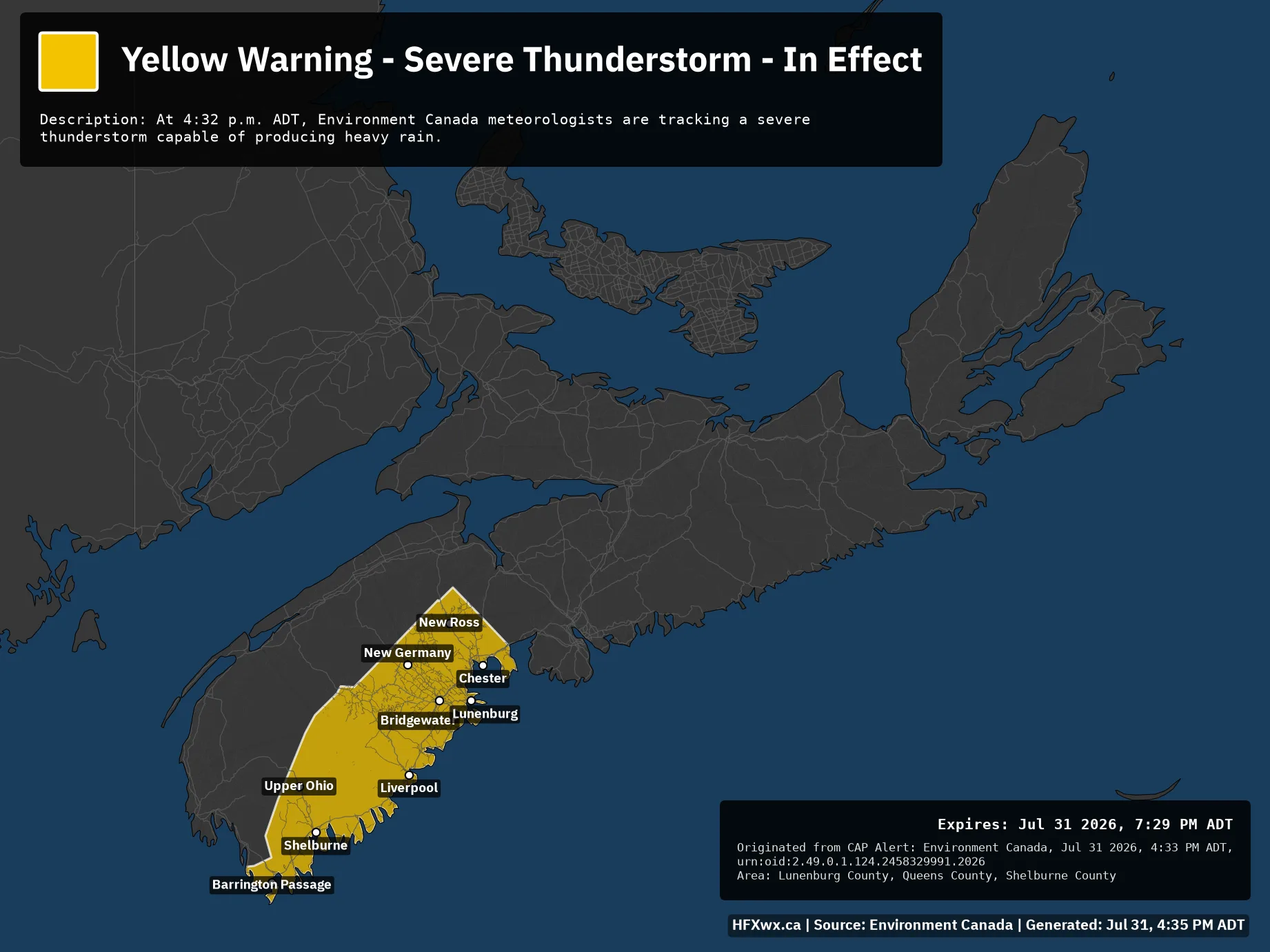 π¨ Alert: Yellow Warning – Severe Thunderstorm – In Effect