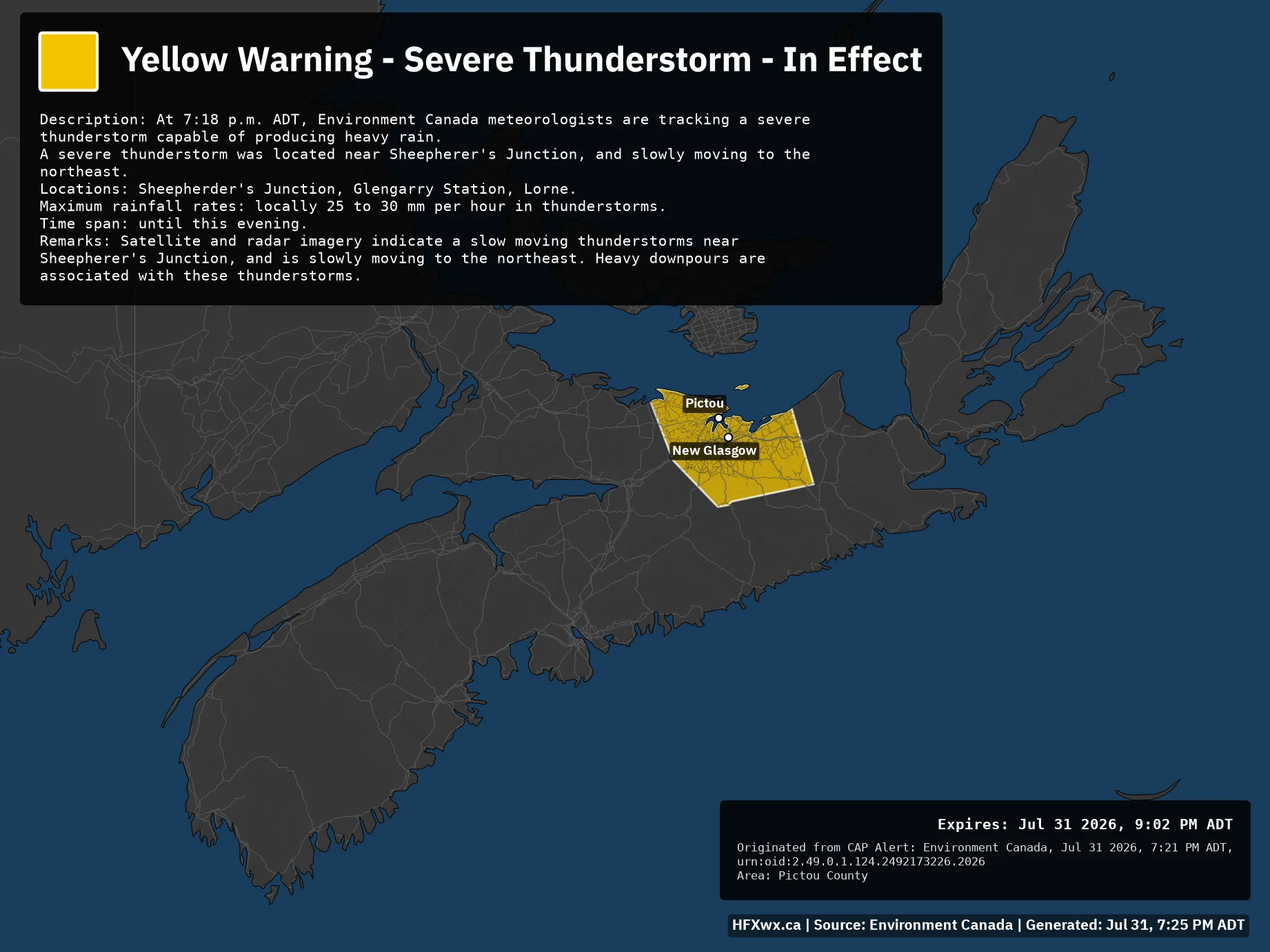 π¨ Alert: Yellow Warning – Severe Thunderstorm – In Effect