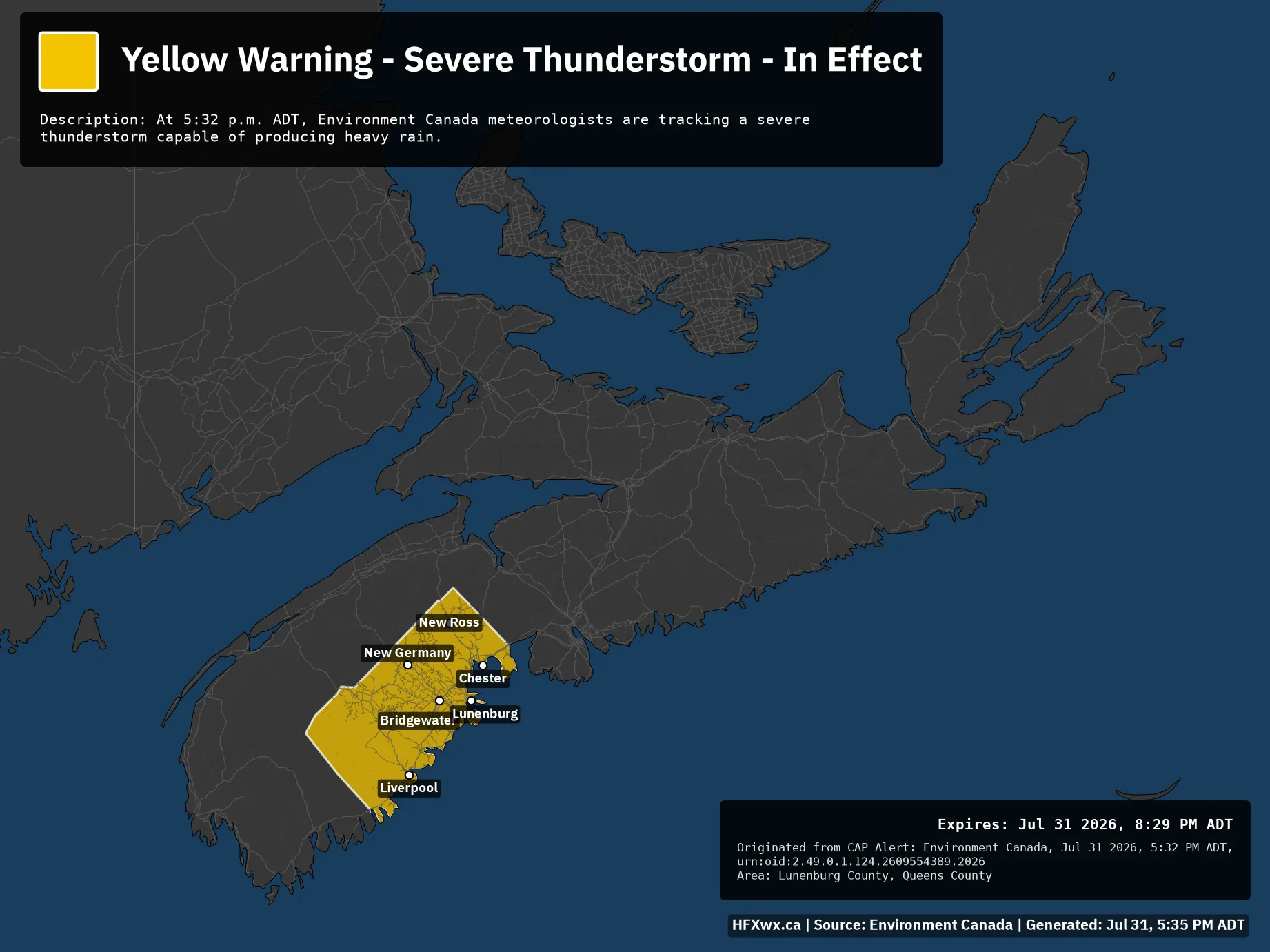 🚨 Alert: Yellow Warning – Severe Thunderstorm – In Effect