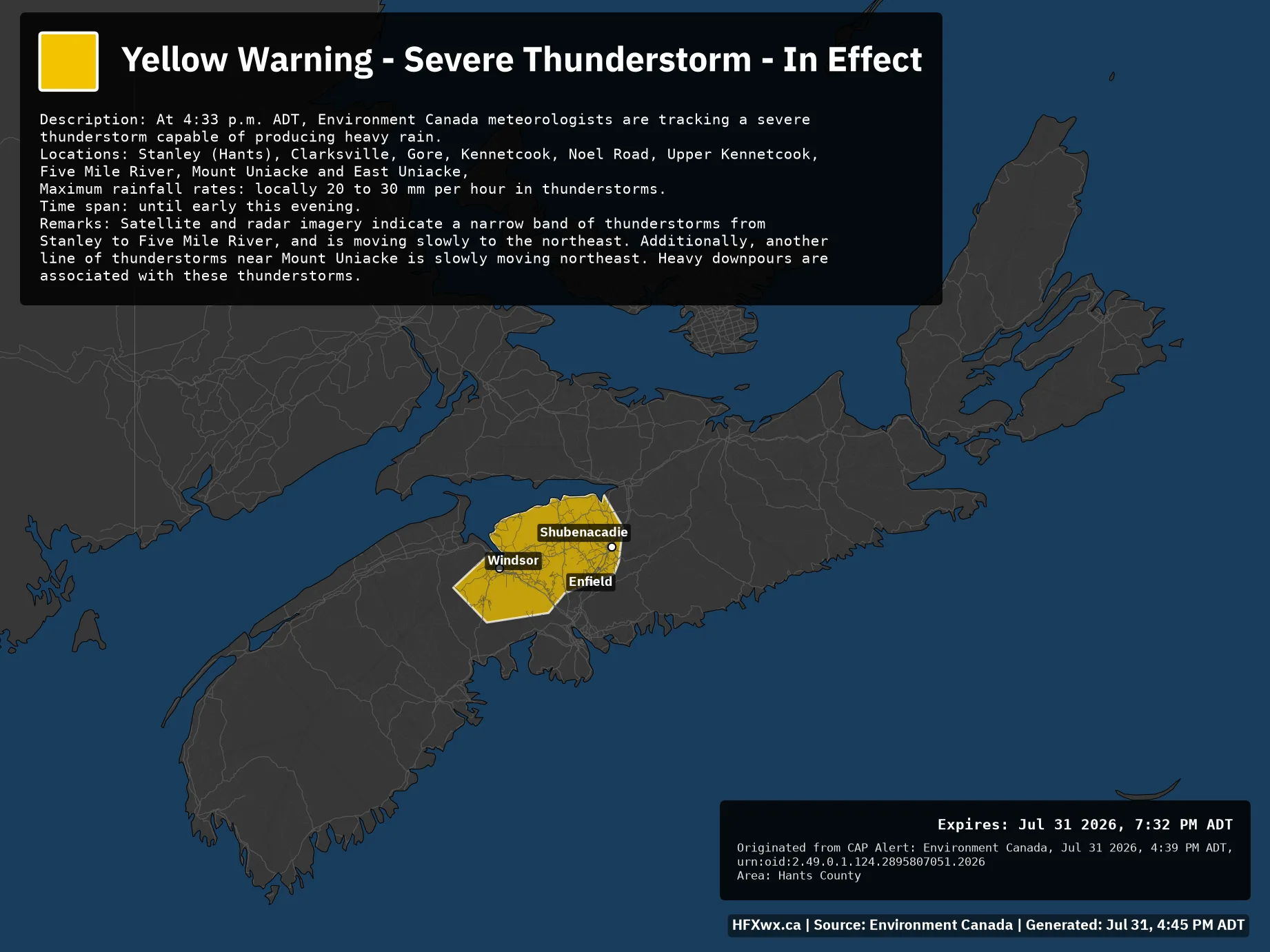 π¨ Alert: Yellow Warning – Severe Thunderstorm – In Effect