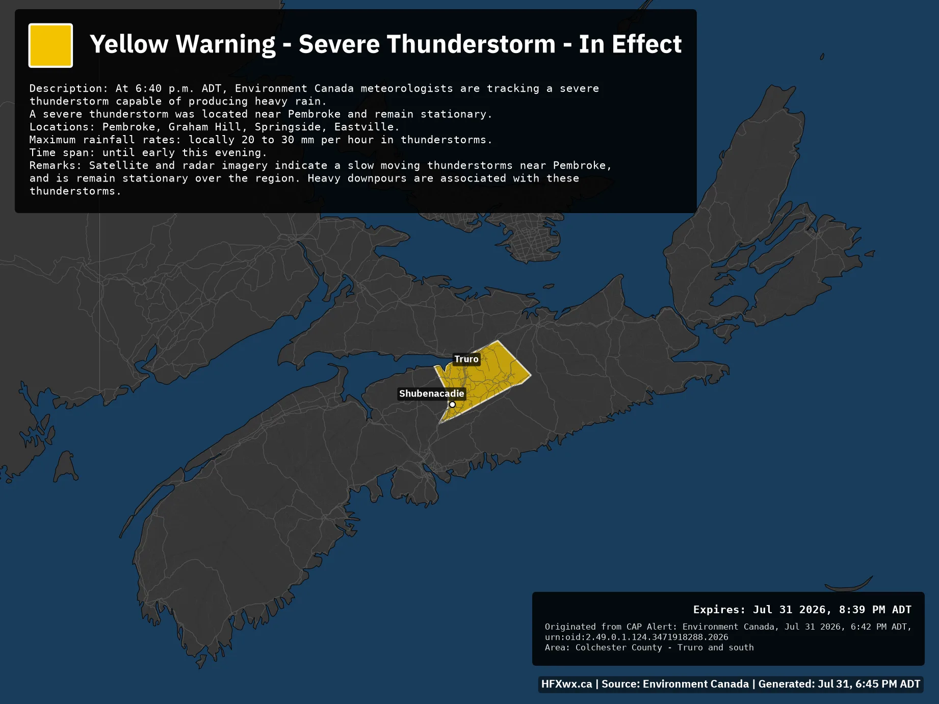 🚨 Alert: Yellow Warning – Severe Thunderstorm – In Effect