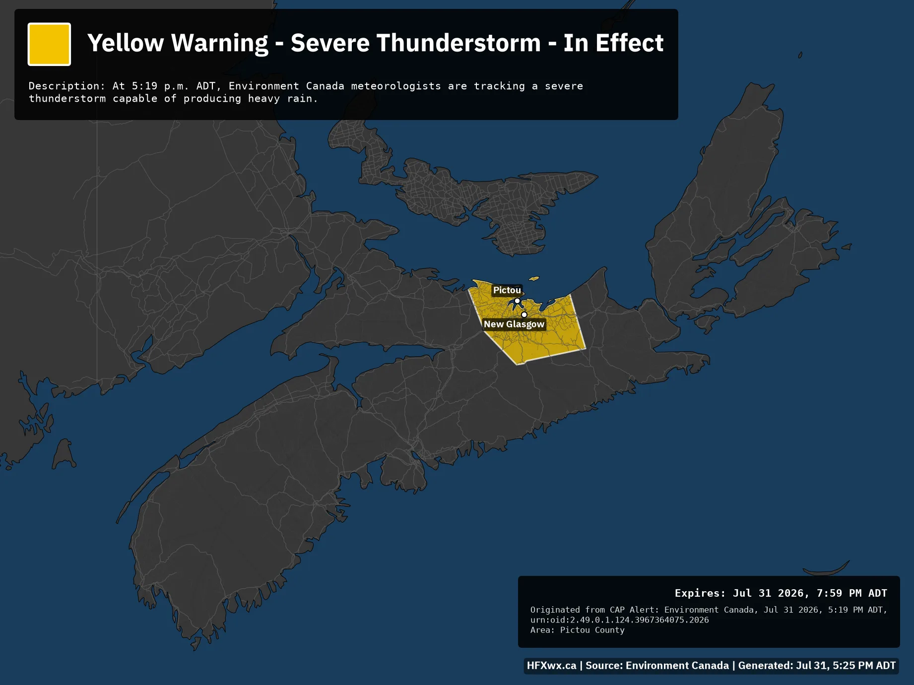 🚨 Alert: Yellow Warning – Severe Thunderstorm – In Effect
