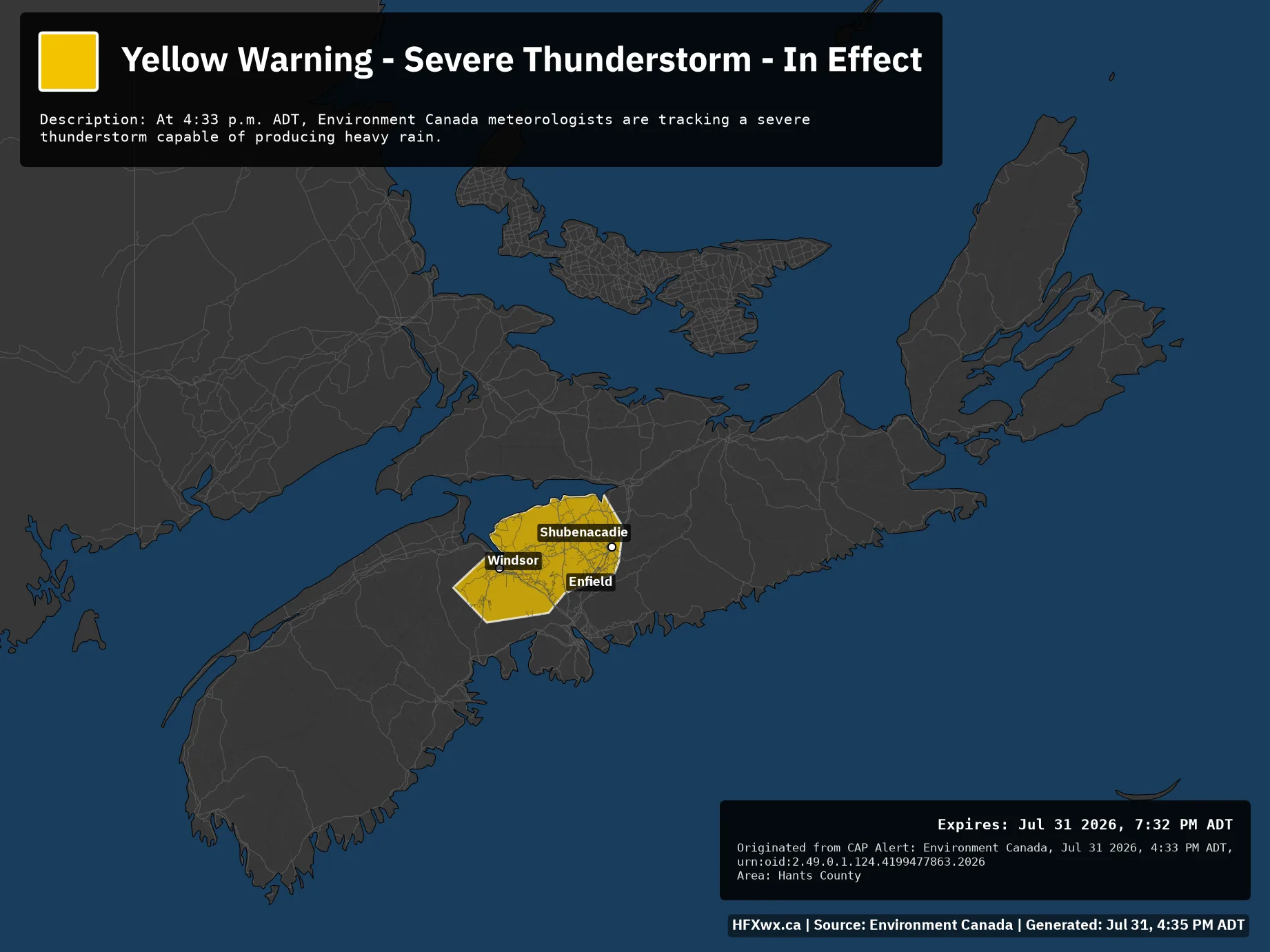 π¨ Alert: Yellow Warning – Severe Thunderstorm – In Effect
