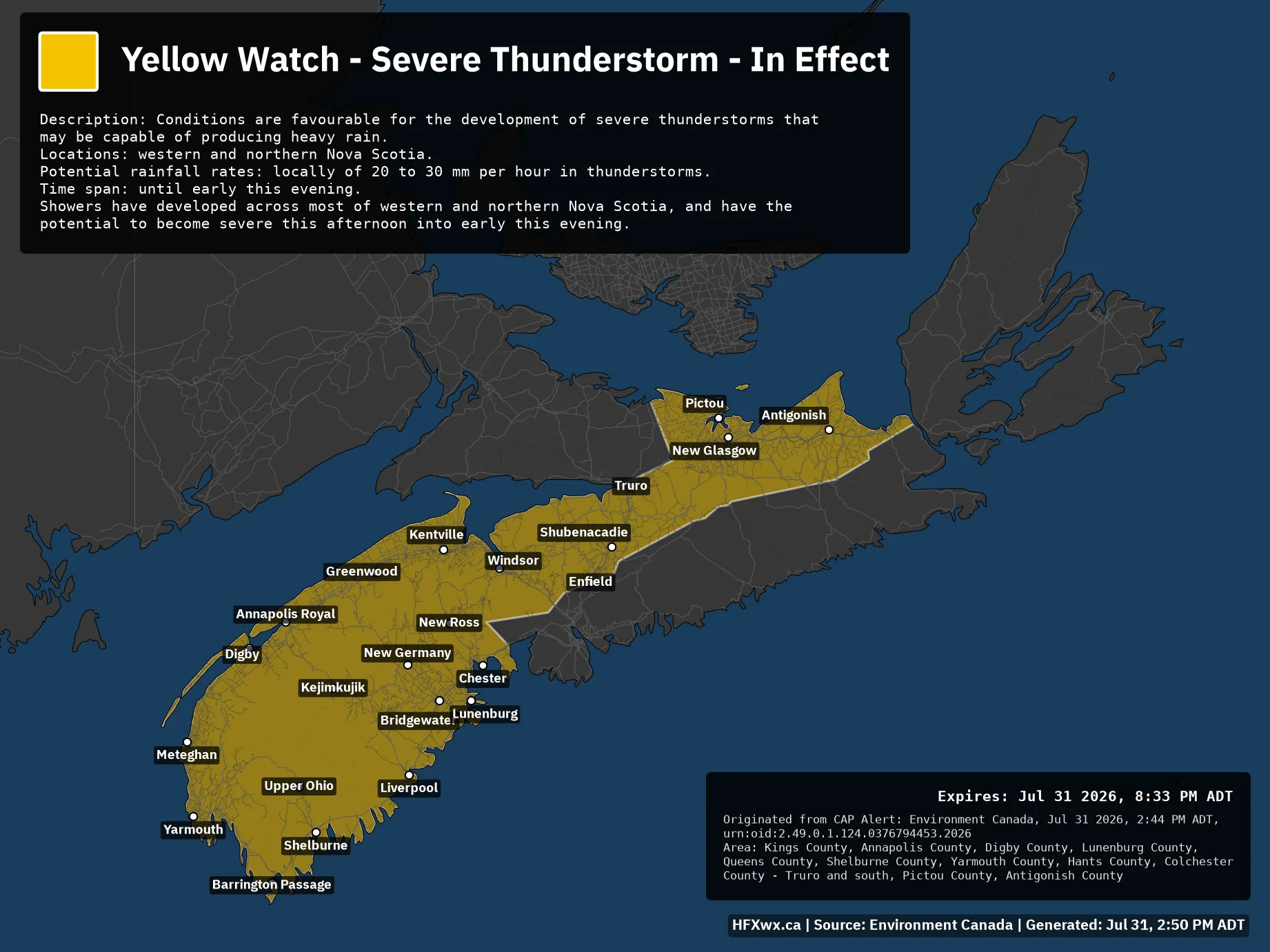 π¨ Alert: Yellow Watch – Severe Thunderstorm – In Effect